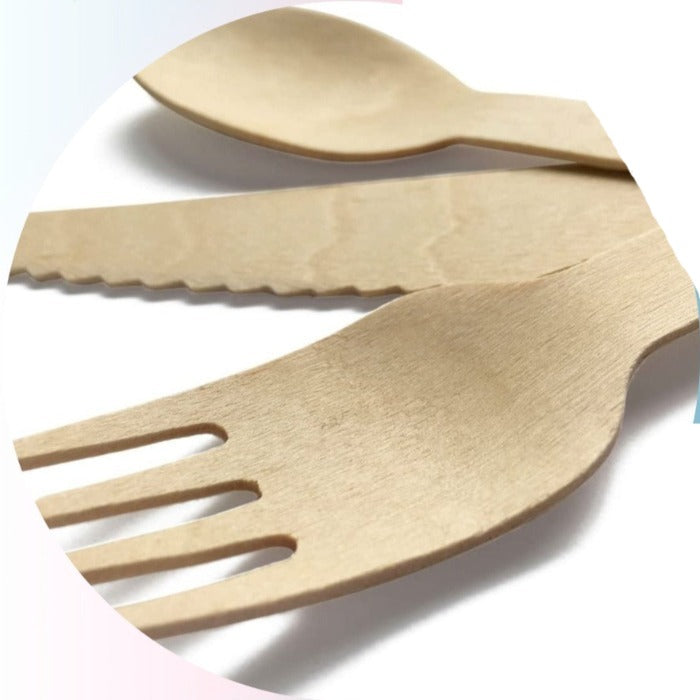 Tenedores desechables de madera 16 cm